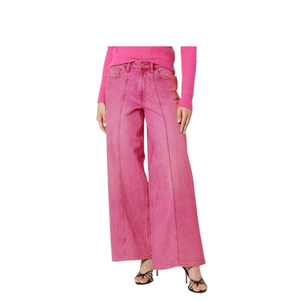 Wide Leg Jeans for Women High Waist Relaxed Fit Baggy Womens Size XL Pink